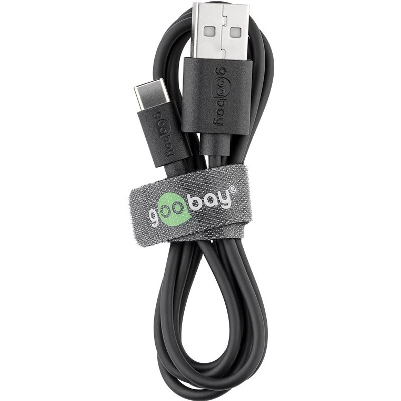 Kabel USB-A 2.0 na USB-C, polnjenje in sinhronizacija, 0.1m, Goobay, črn