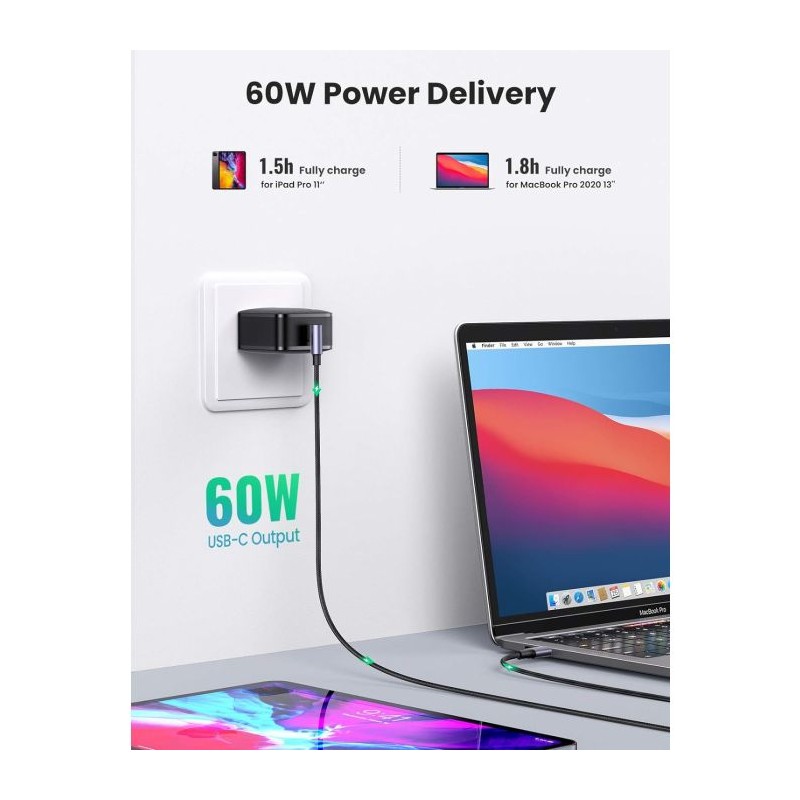 Kabel Ugreen USB-C na kotni USB-C, 60W 2M