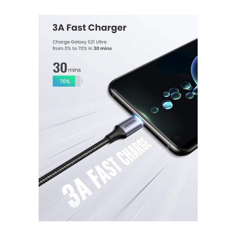 Kabel Ugreen USB-C na kotni USB-C, 60W 2M