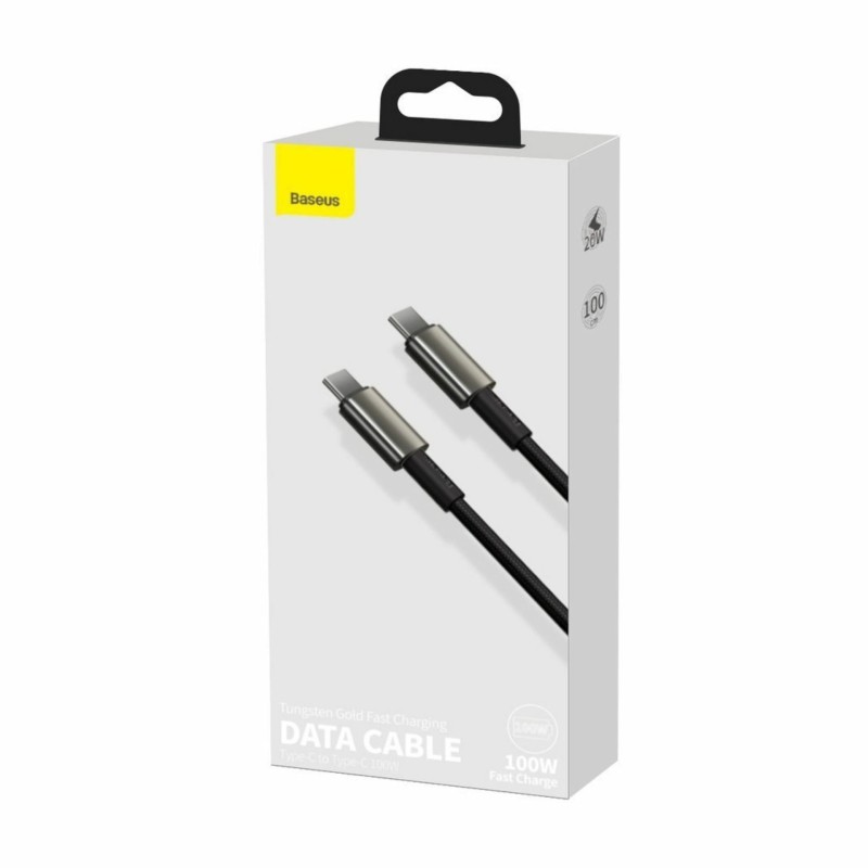 Kabel Baseus USB C-C 1m 100W 20V 5A črn Tungsten pleten CATWJ-01