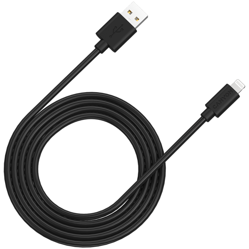 Kabel CANYON MFI-12, Lightning v USB kabel za Apple, 2m, črn