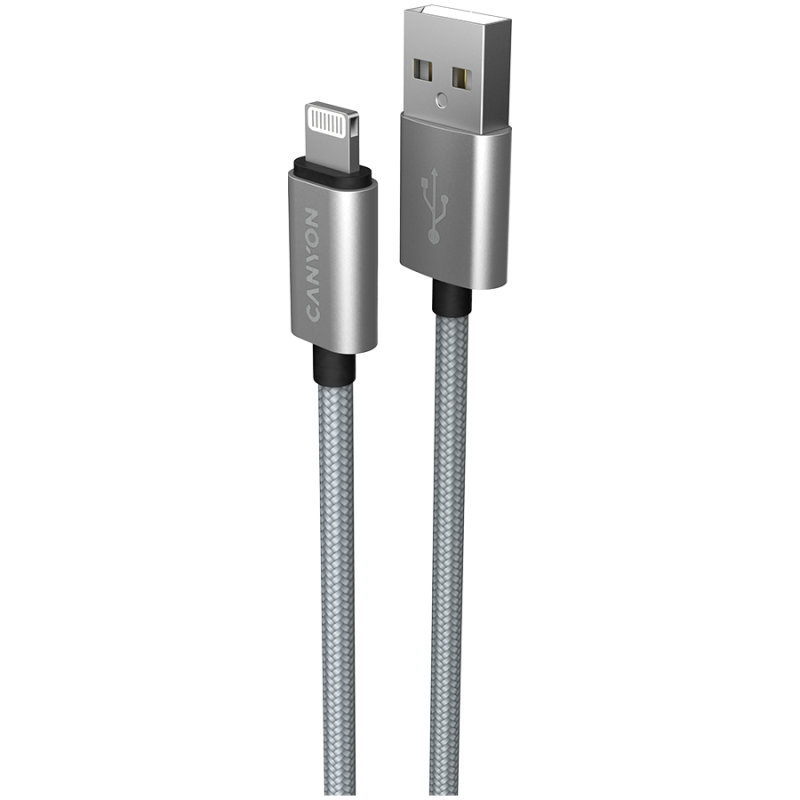 Kabel CANYON MFI-3, Lightning v USB kabel za Apple, 1m, temno siv