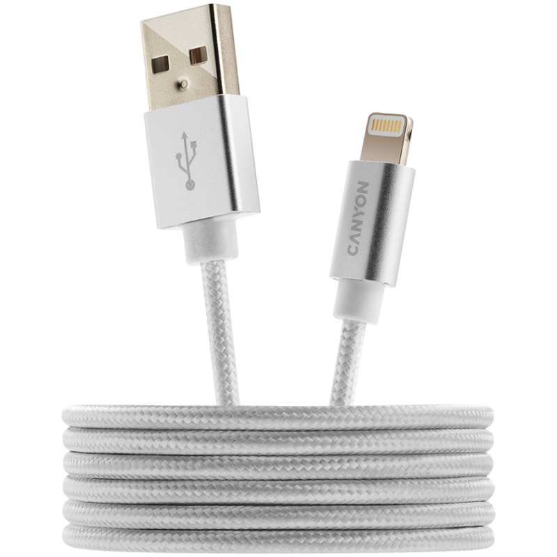 Kabel CANYON MFI-3, Lightning v USB kabel za Apple, 1m, biserno bel