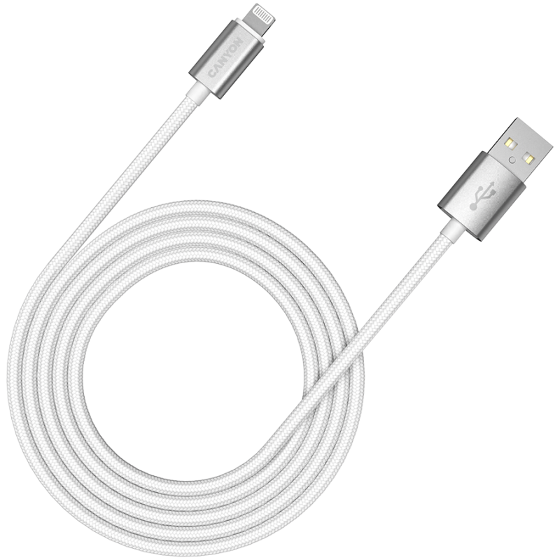 Kabel CANYON MFI-3, Lightning v USB kabel za Apple, 1m, biserno bel