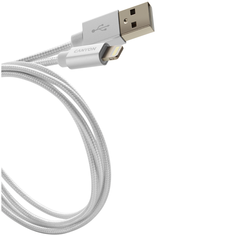 Kabel CANYON MFI-3, Lightning v USB kabel za Apple, 1m, biserno bel