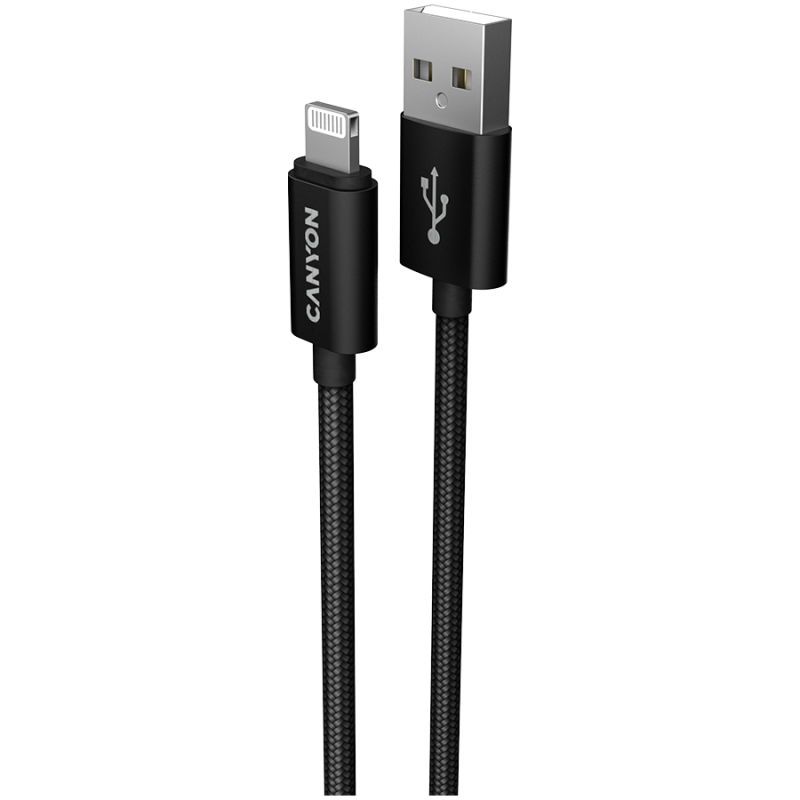 Kabel CANYON MFI-3, Lightning v USB kabel za Apple, 1m, črn