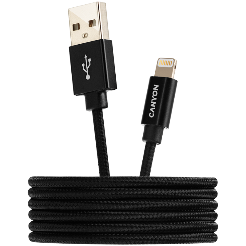 Kabel CANYON MFI-3, Lightning v USB kabel za Apple, 1m, črn