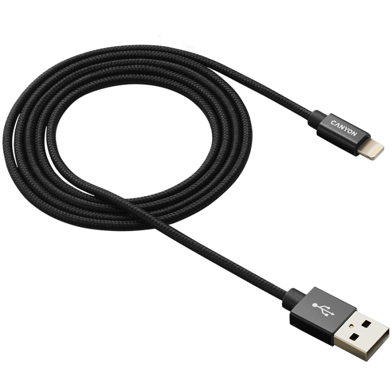 Kabel CANYON MFI-3, Lightning v USB kabel za Apple, 1m, črn