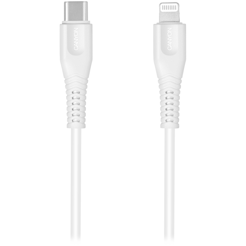 Kabel CANYON MFI-4, Lightning v USB-C kabel za Apple, 1.2m, bel