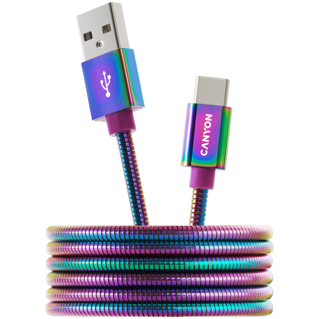 Kabel CANYON UC-7, USB 2.0 v USB-C, 1m, mavričen