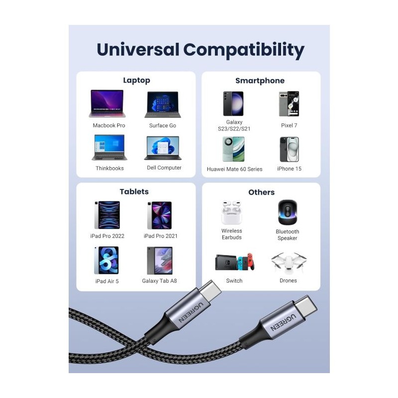 Kabel  Ugreen 70427, USB-C, 1m