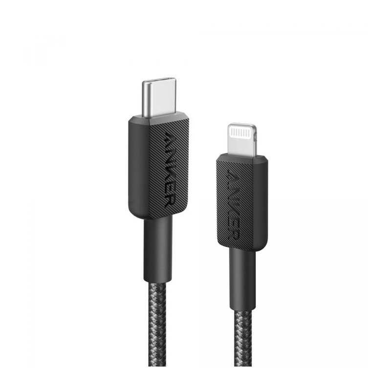Kabel Anker 322, USB-C na Lightning, pleten kabel 0.9m črn, A81B5G11