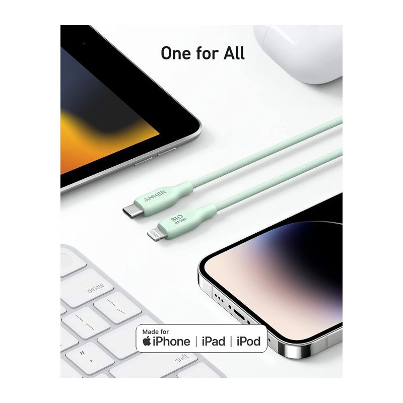 Kabel Anker 541, USB-C na Lightning, 1.8m zelen, A80A2G61