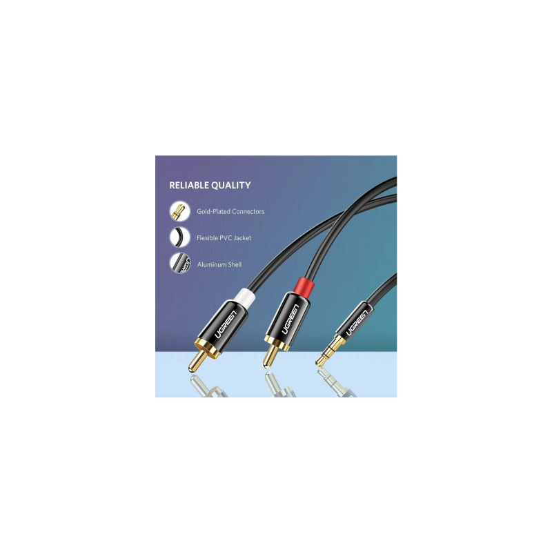 Kabel Ugreen 10584, 3.5 mm moški na 2RCA moški avdio, 2m