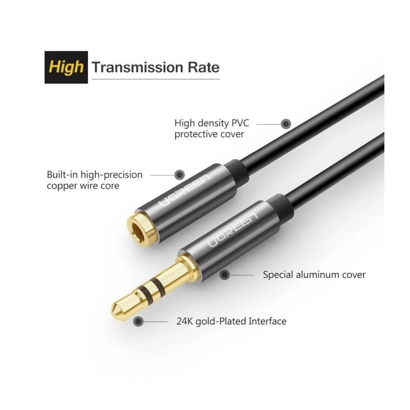 Kabel Ugreen 10593, 3.5mm moški na 3.5mm ženski podaljšek, 1.5m