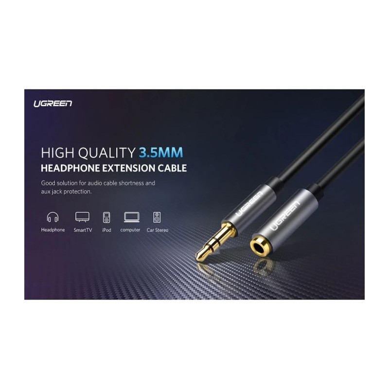 Kabel Ugreen 10593, 3.5mm moški na 3.5mm ženski podaljšek, 1.5m