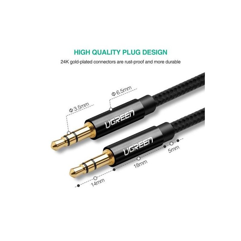 Kabel Ugreen 3.5mm avdio, 2m črn, 50363