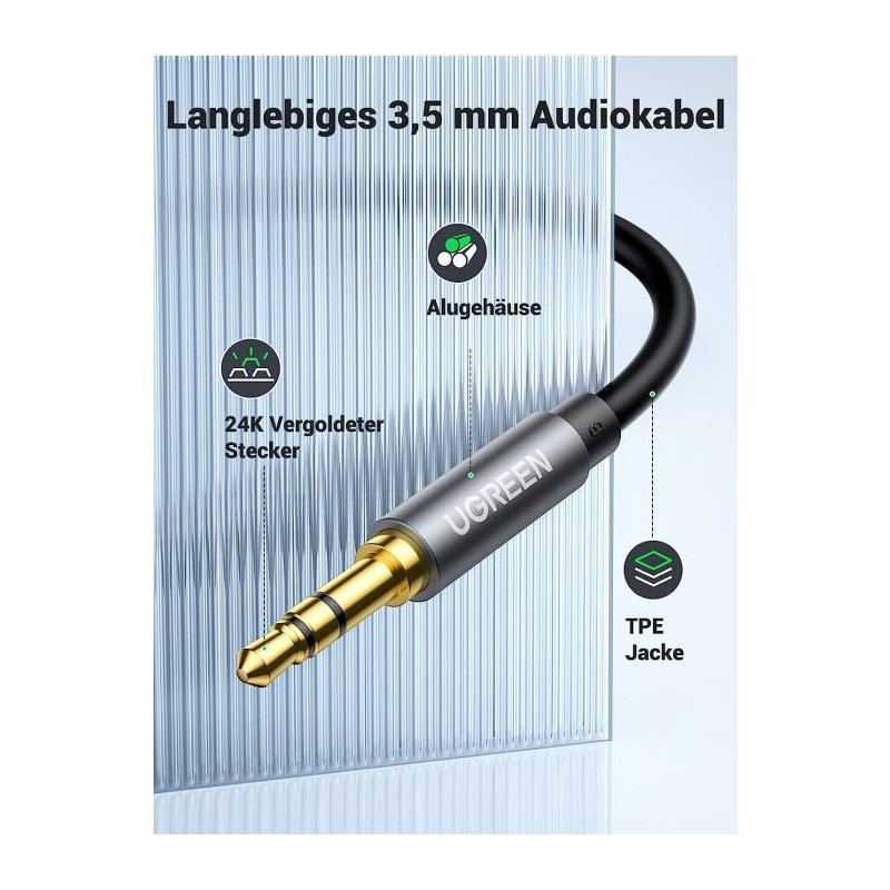 Kabel Ugreen 3.5mm avdio podaljšek kabla, 1m, 10592