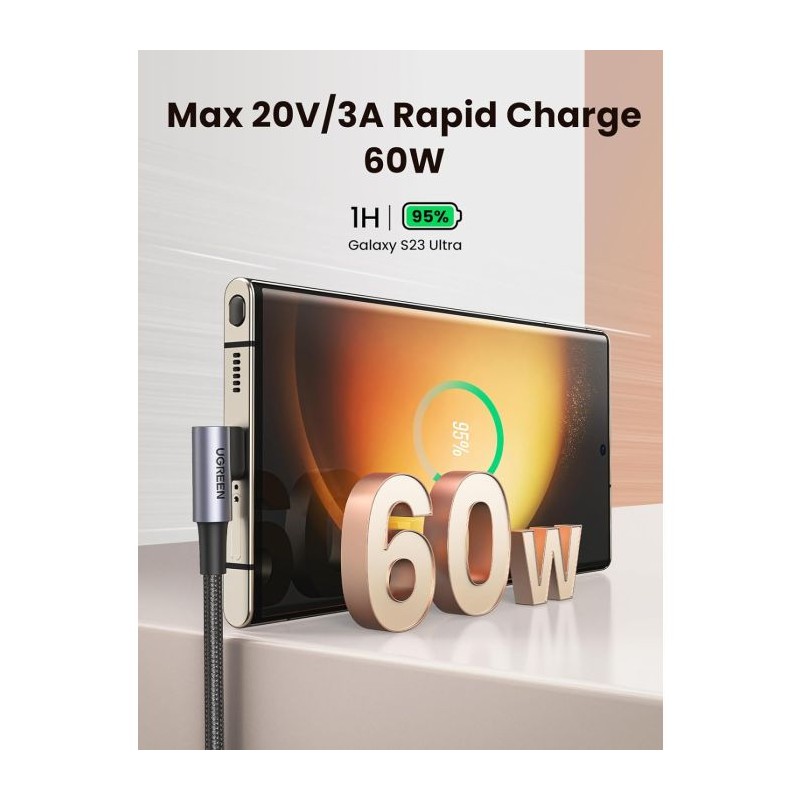 Kabel Ugreen kotni USB-C 60W, 2m, 70531