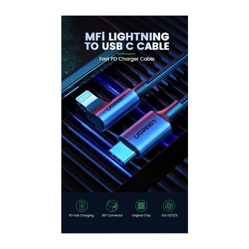 Kabel Ugreen kotni USB-C na Lightning, 1.5m, 60764