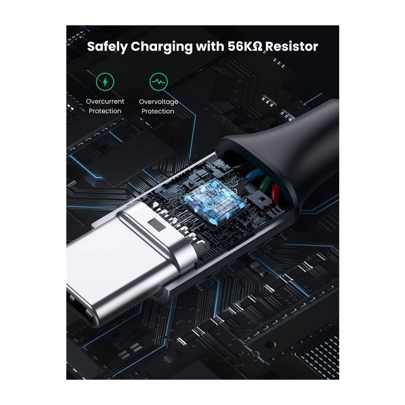 Kabel Ugreen, USB-A 2.0 na USB-C 3.0 1.5m (črn) - polybag, 60127