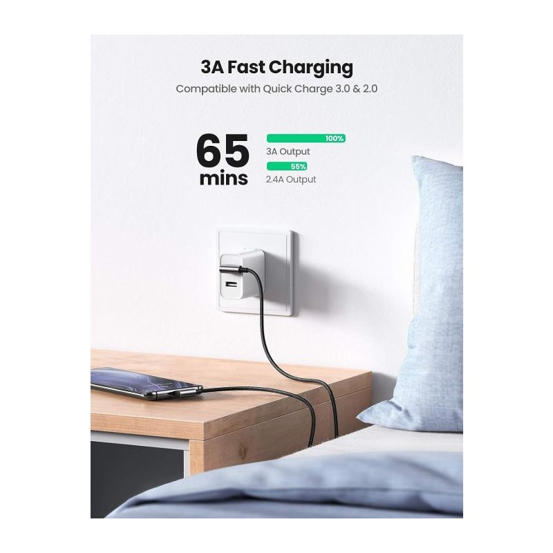 Kabel Ugreen USB v USB-C 90-stopinjski za hitro polnjenje, 1m, 20856