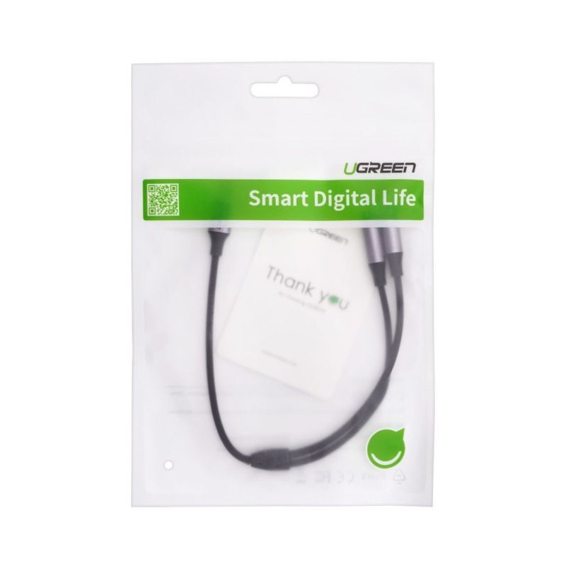 Kabel Ugreen USB-C na 3.5 mm avdio 2x 25cm, 30732