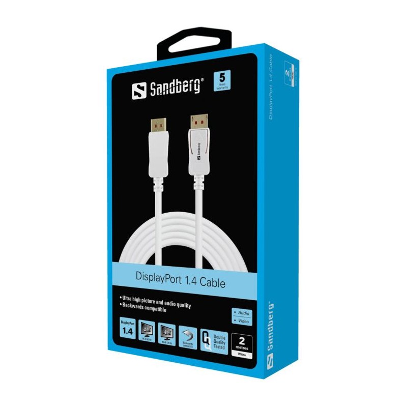 Kabel Sandberg DisplayPort 1.4 8k @ 60Hz 2m kabel, 509-15
