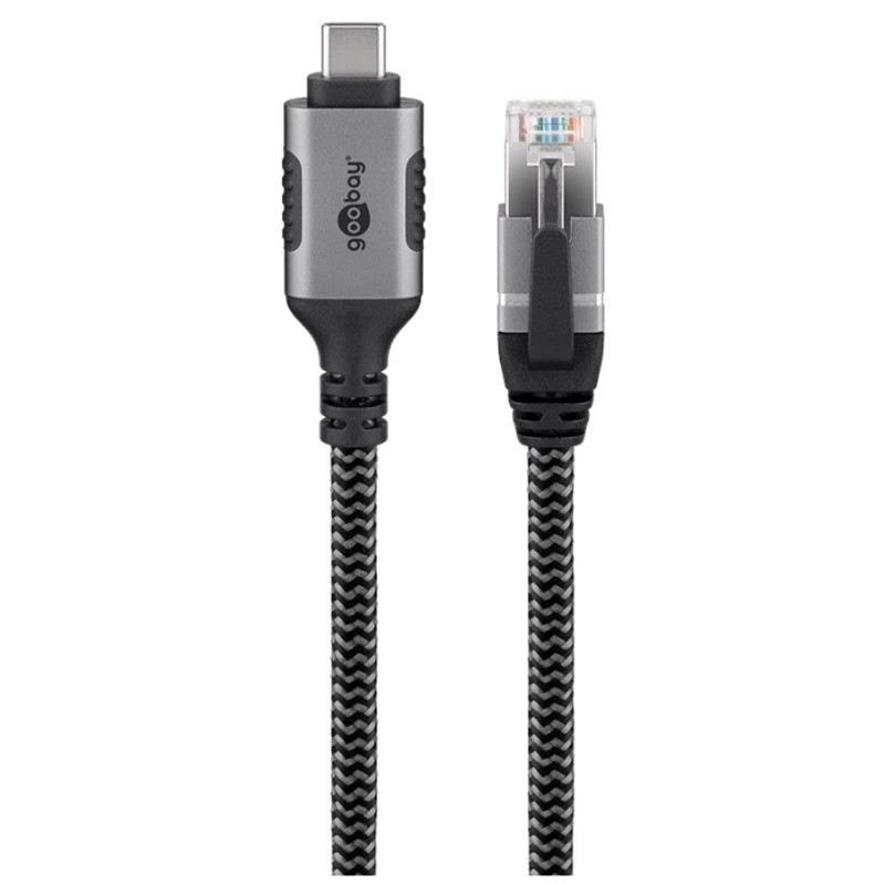 Mrežni kabel GOOBAY USB-C 3.1 / RJ45 2m CAT 6 črn/siv