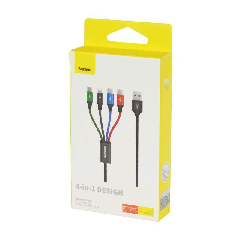 Kabel Baseus USB 4v1 Lightning/2xTipC/Mikro 1.2m tri barve