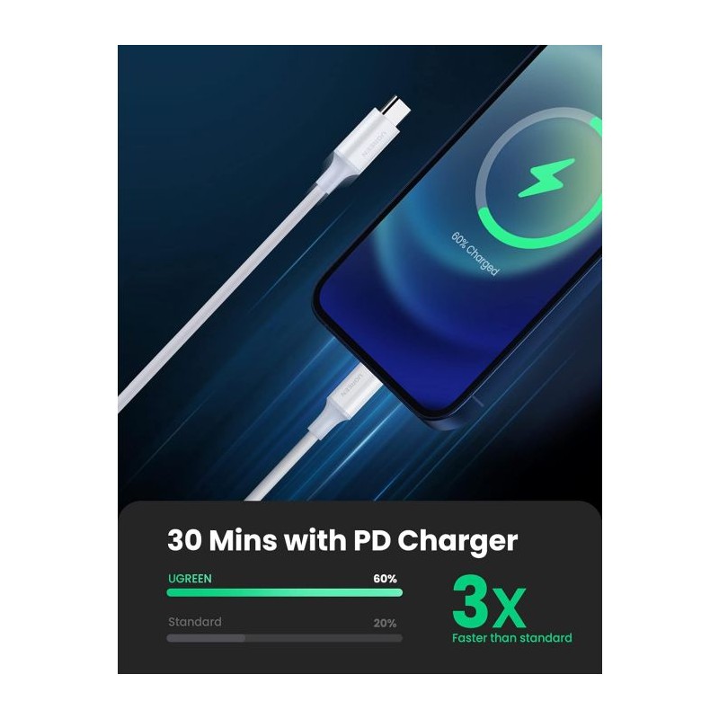Kabel Ugreen USB-C na Lightning kabel srebrn 2m