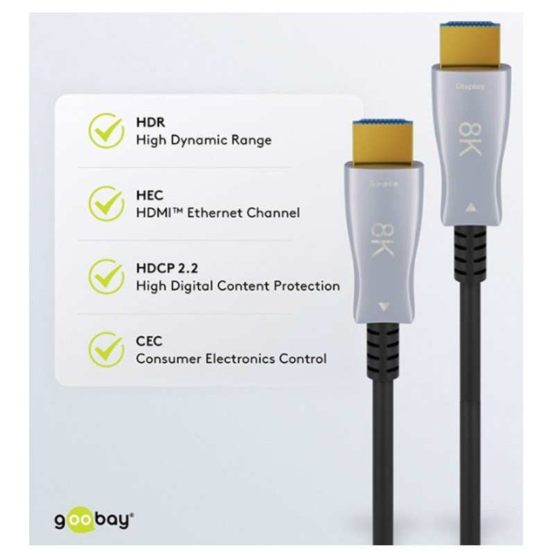 Kabel HDMI z Ethernet AOC 8K, 20m, Goobay