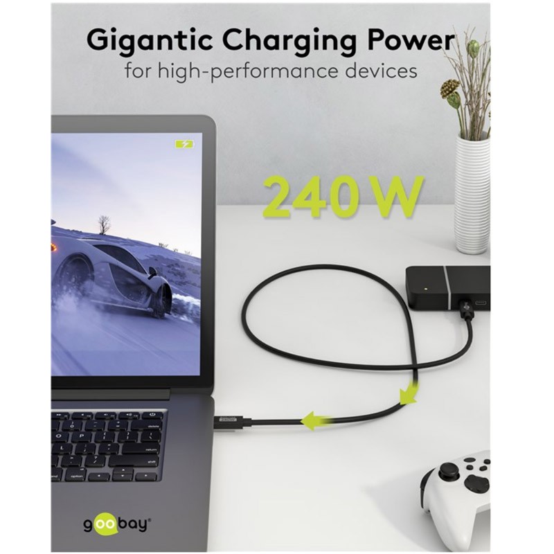 Napajalni kabel Goobay USB-C, 1,2m črn
