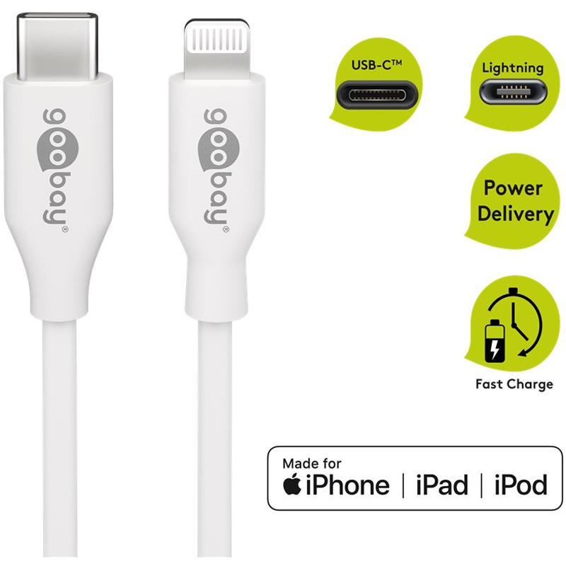 Napajalni kabel Goobay USB-C na Apple (Lightning), 0,5m, 87W