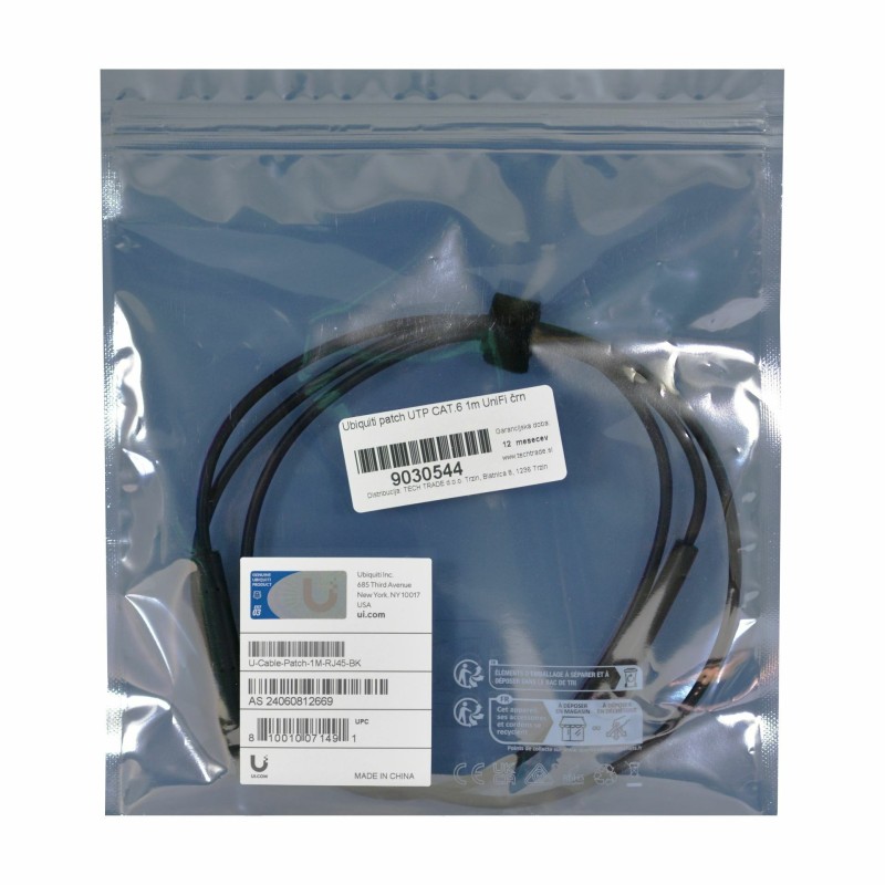 Mrežni kabel Ubiquiti Networks U-CABLE-PATCH-1M-RJ45-BK, Cat6, 1 m, črn