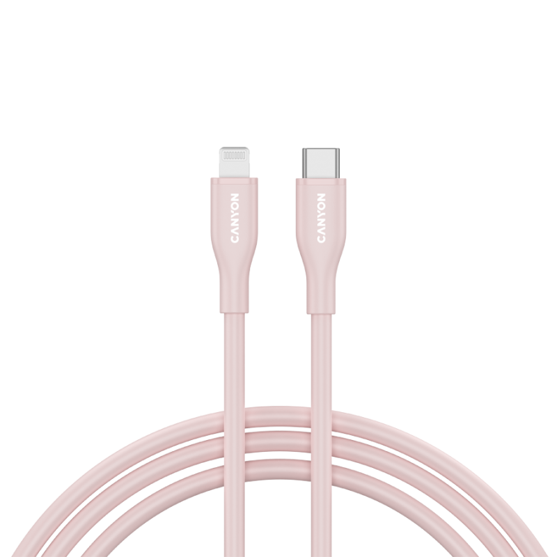 Kabel CANYON CLNM60, USB-C to Lightning, 60W, 1m, roza