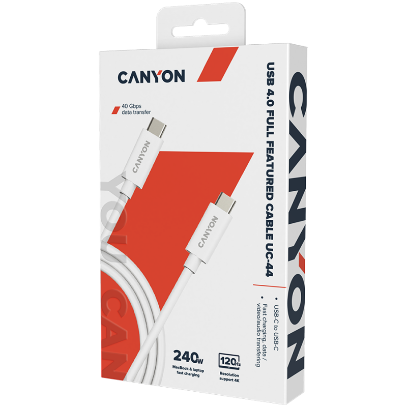 Kabel CANYON UC-44, USB-C to USB-C, 240W, 1m, bel