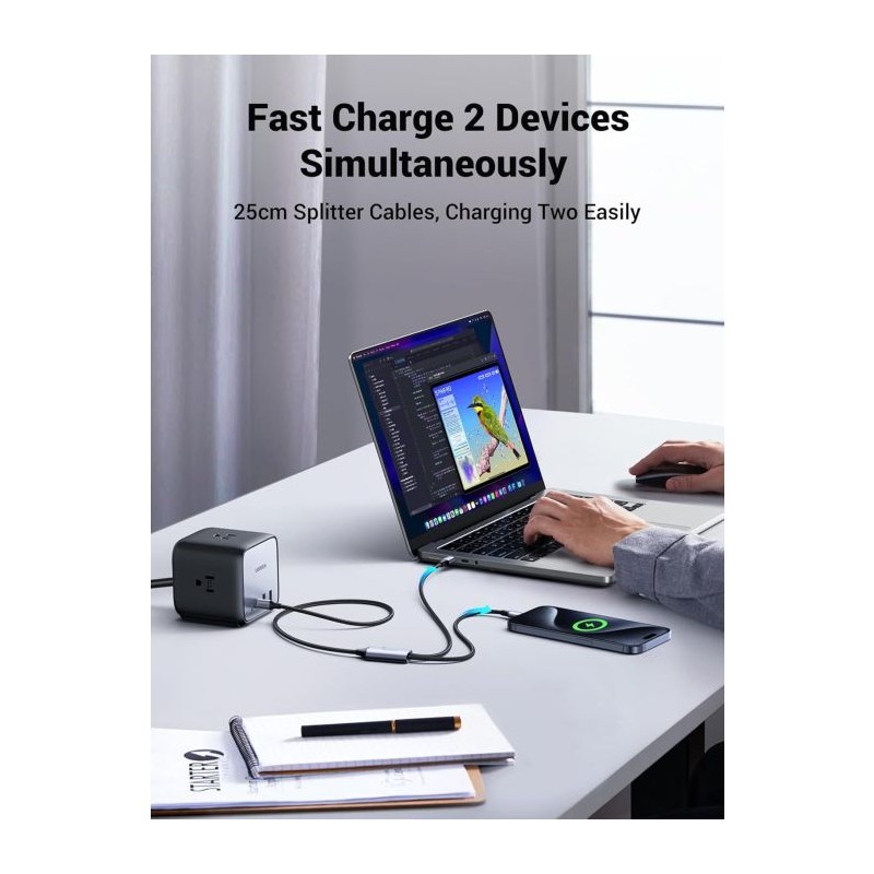Kabel Ugreen 2v1 USB-C, 100W