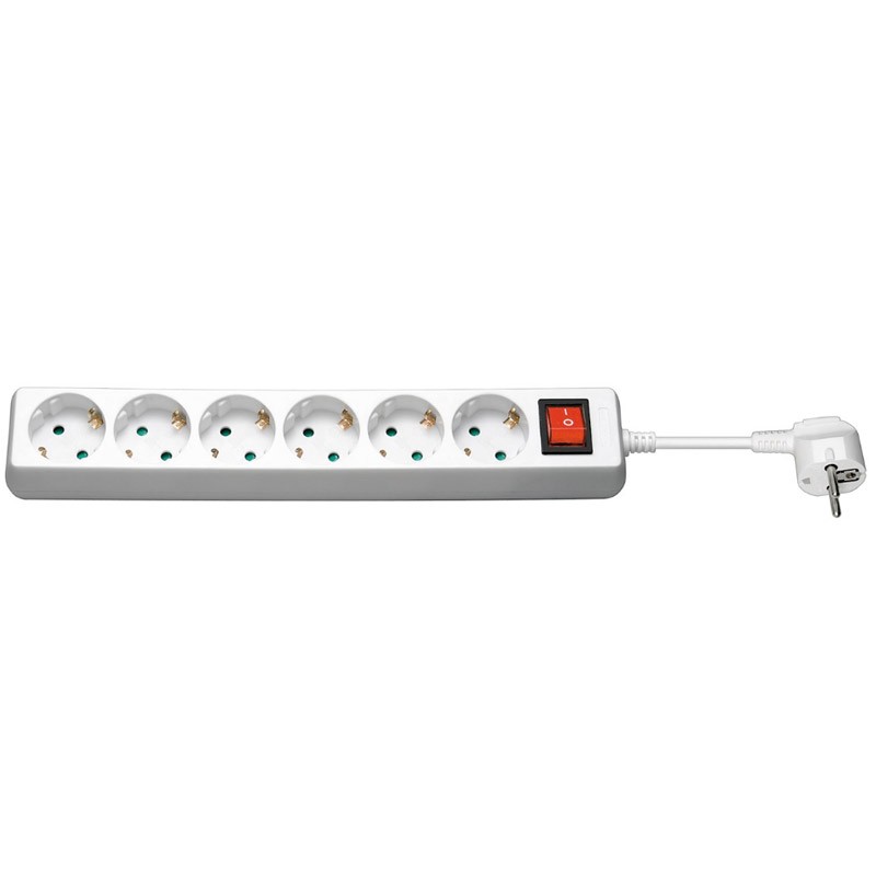 Razdelilec GOOBAY 6x Schuko in stikalo, 1,5m, bel