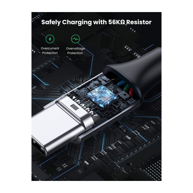 Kabel USB A 2.0 na USB 3.0 tip C - 3m (črn), UGREEN