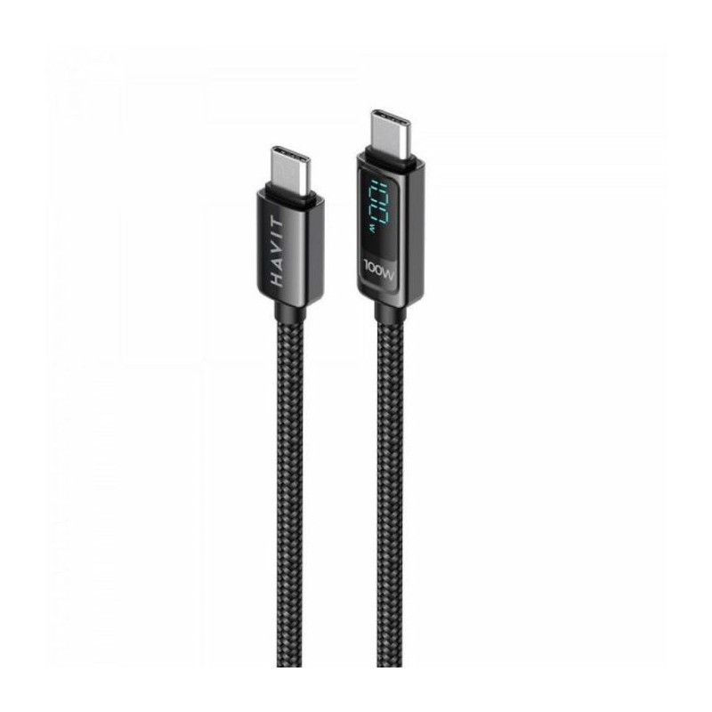 HAVIT kabel za polnjenje USB-C na USB-C z LCD 100W, 2M