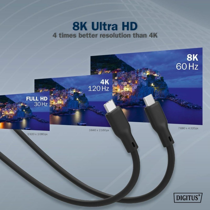 Kabel Digitus USB 4.0 C-C 8K 60Hz 240W 2m, črn