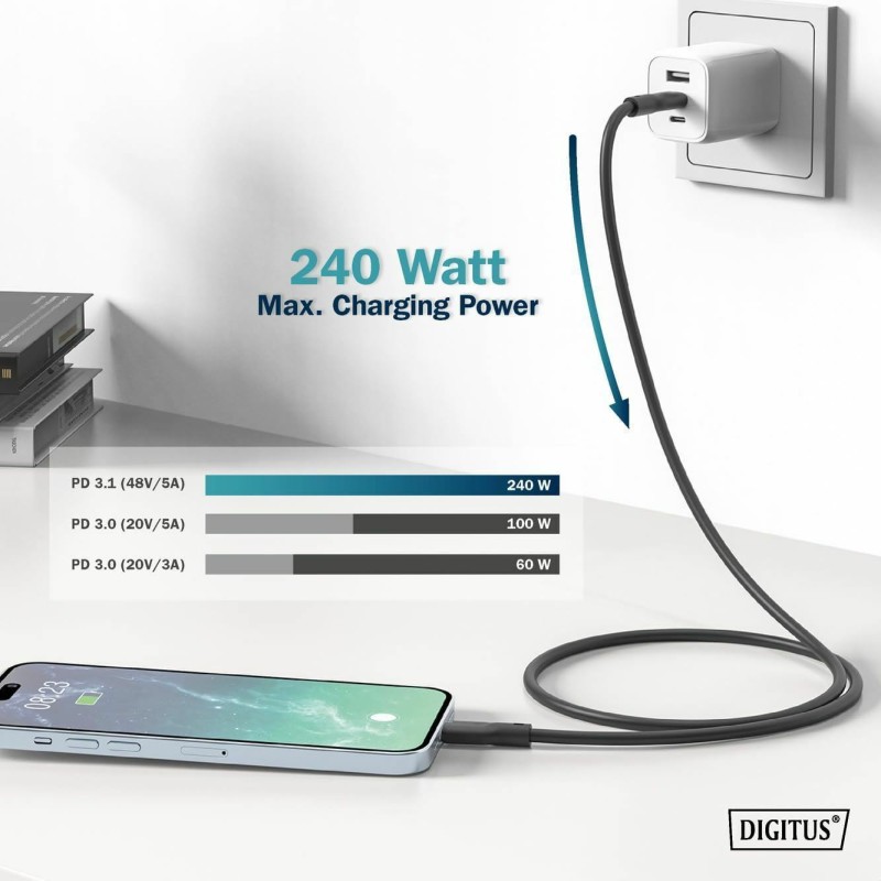 Kabel Digitus USB 4.0 C-C 8K 60Hz 240W 2m, črn
