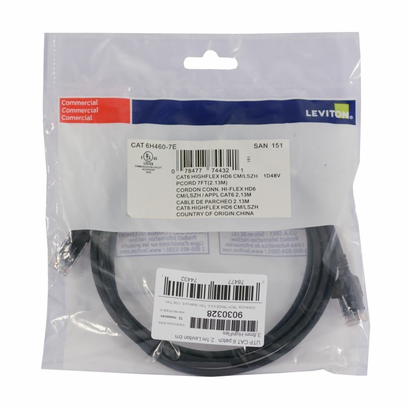 Mrežni kabel Leviton patch UTP CAT.6 2,1m črn, 9030328