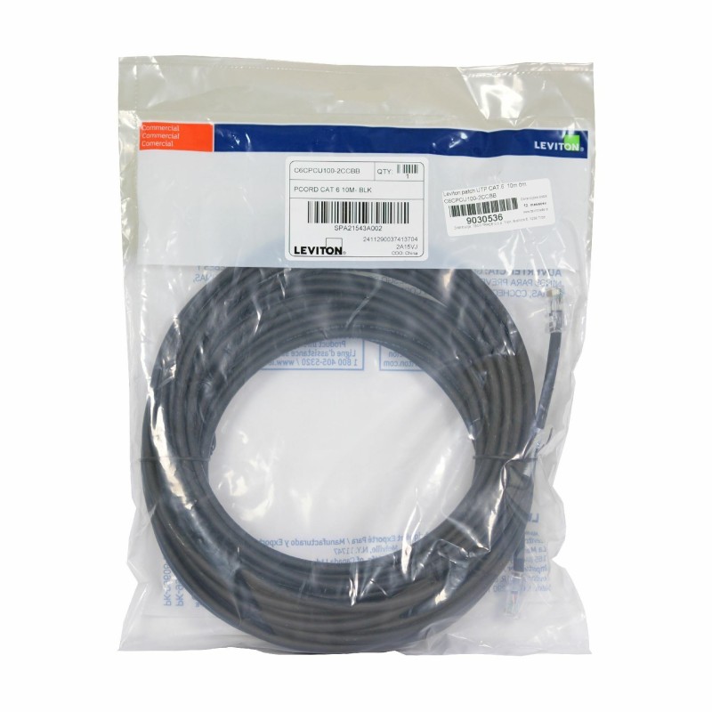 Mrežni kabel Leviton patch UTP CAT.6  10m črn, 9030536