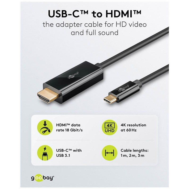 Kabel GOOBAY USB-C (M) na HDMI (M), 2m, črn