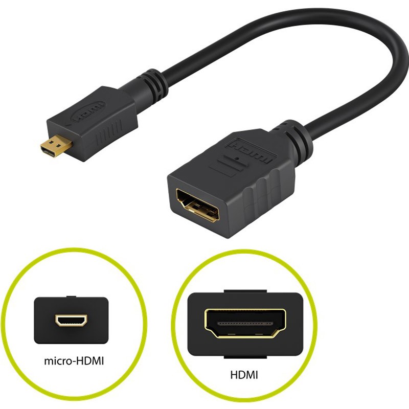 Kabel GOOBAY HDMI na Micro-HDMI 4K/60Hz 0,15m črn