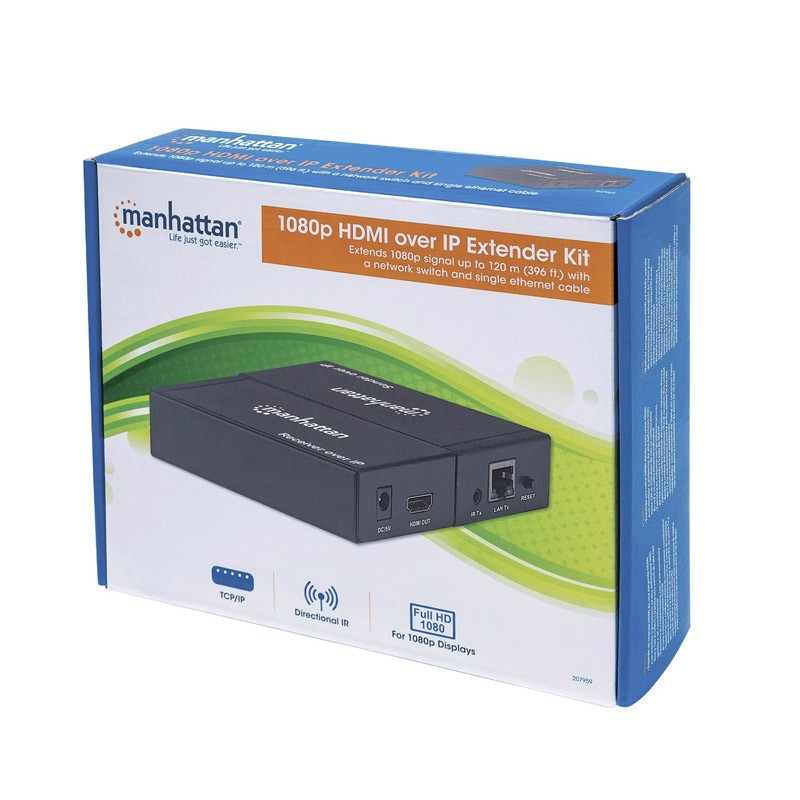 Razdelilec MANHATTAN HDMI preko IP LAN, 120m, črn