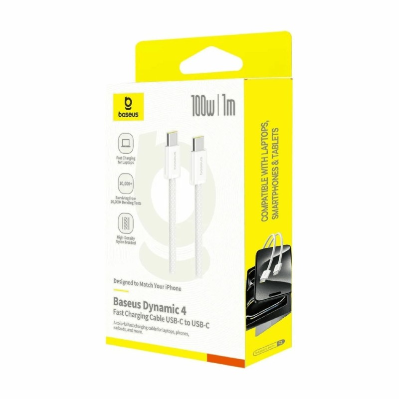 Kabel Baseus 100W 20V 5A USB C-C, 1m, pleten, bel