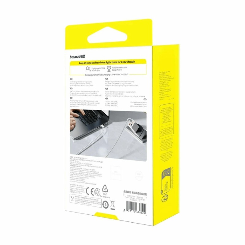 Kabel Baseus 100W 20V 5A USB C-C, 1m, pleten, bel